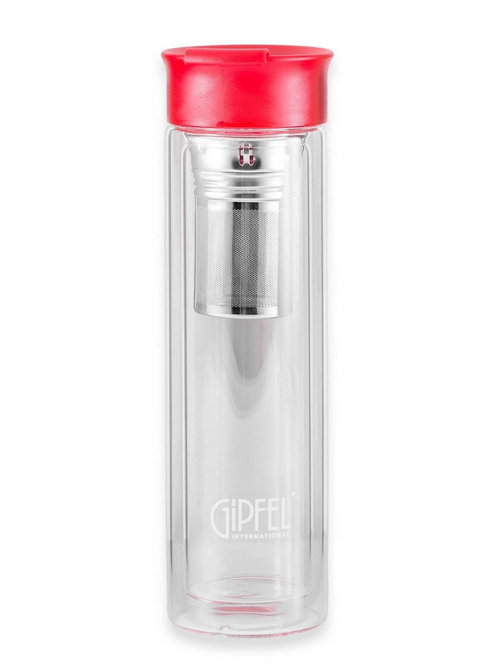 Filtrli su qabı Gipfel Martino 8344, qırmızı, borosilikat şüşə/paslanmayan polad/plastik, 350 ml