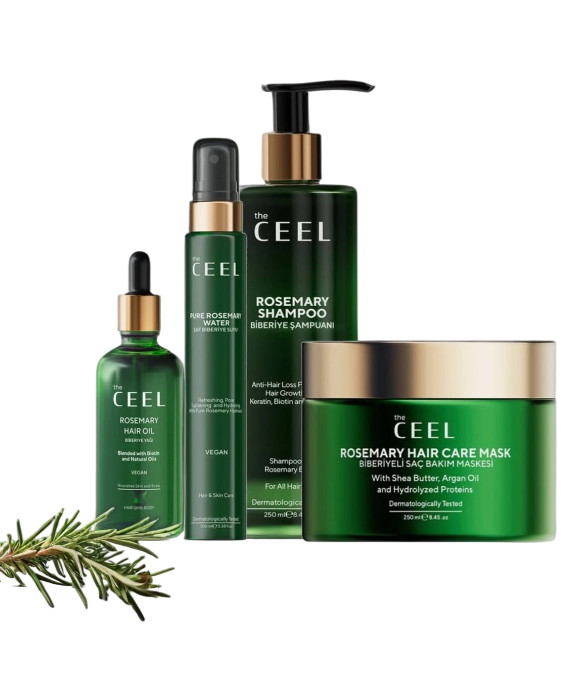 Saçlara qulluq dəsti The Ceel ( Yağ saçlar üçün The Ceel Rosemary 50 ml + Saç üçün maska The Ceel Rosemary 250 ml + Saç üçün şampun The Ceel Rosemary 250 ml + Saçlar üçün sprey The Ceel Pure Rosemary
