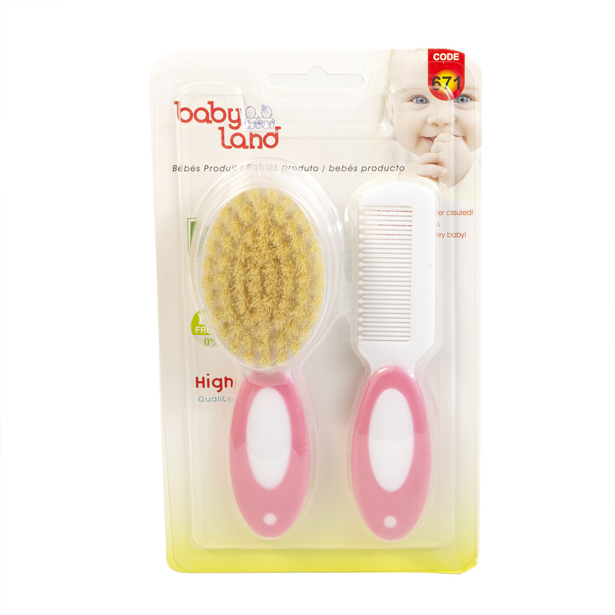 Uşaq üçün daraq dəsti Baby Land , çəhrayı/ağ