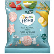 Mini düyülü xırtıldayan çörəklər ФрутоНяня, alma-çiyələk-banan, 30 qr