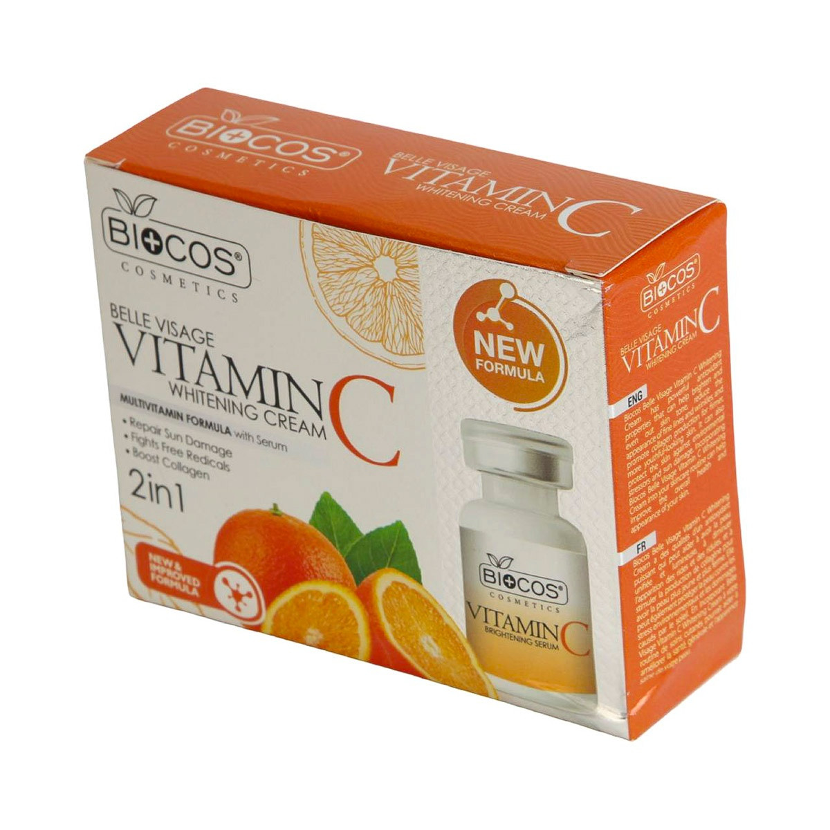 Üz dərisinə qulluq üçün dəst Biocos Vitamin C (krem + zərdab)