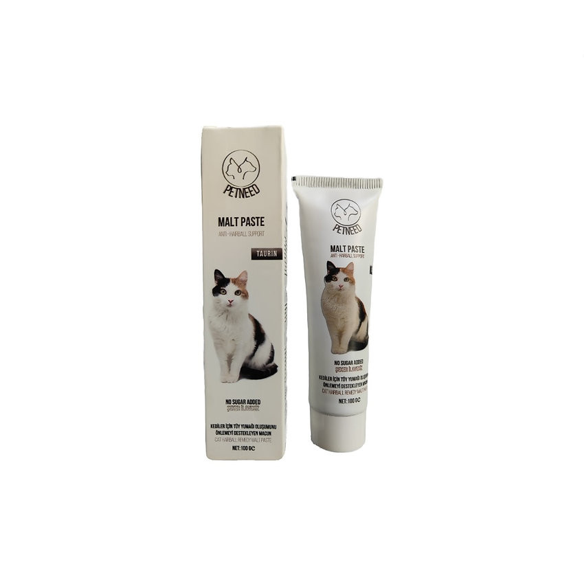 PetNeed Malt Paste Anti-Hairball Taurin, pişiklərin mədəsindən tükün çıxardılması üçün, 100 q