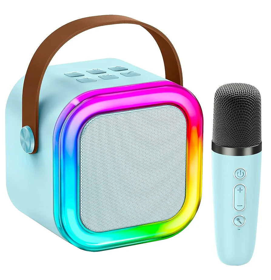 Mikrofon-karaoke portativ dinamik ilə K-12, LED işıqlı