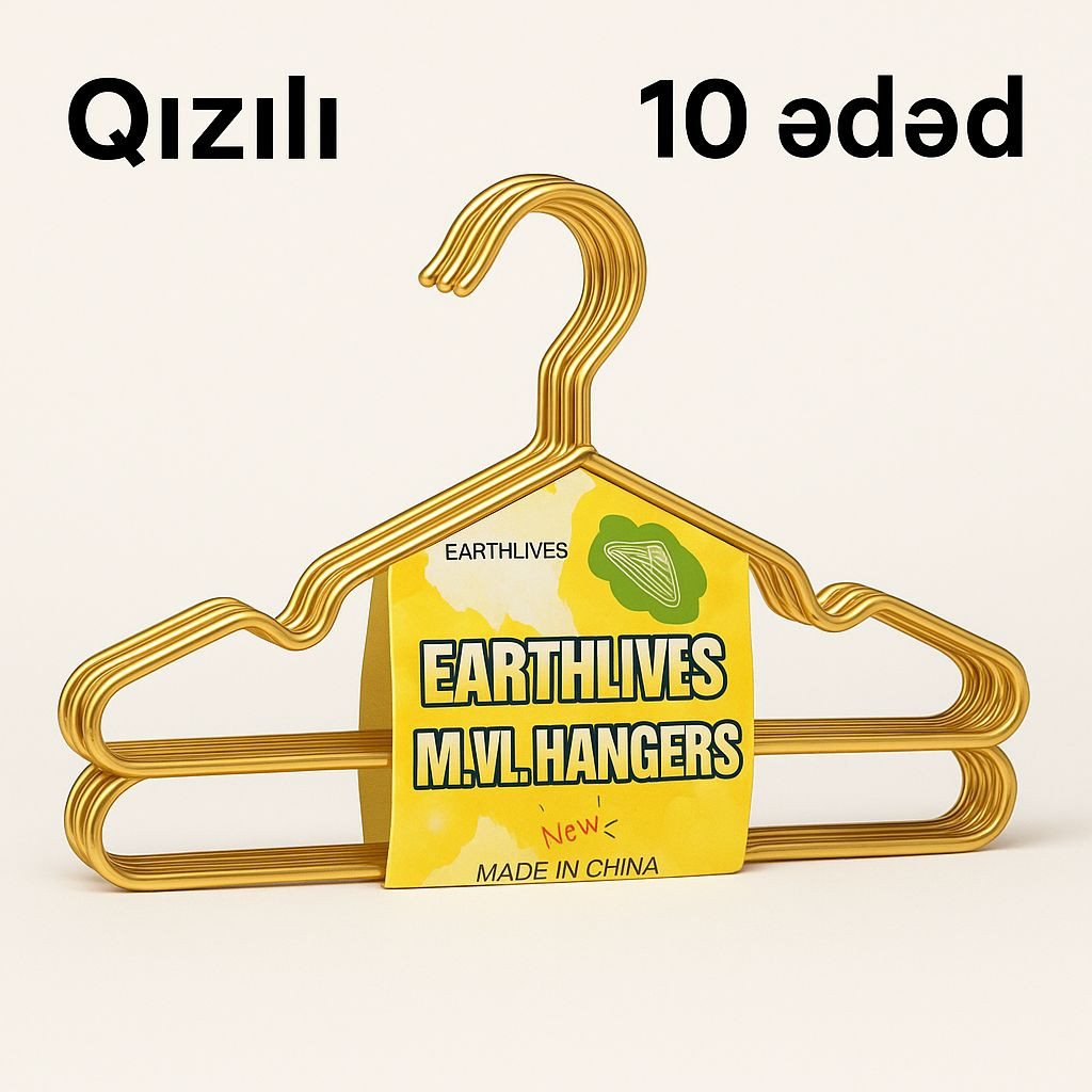 Asılqan dəsti 876523441, qızılı, metal, 10 əd