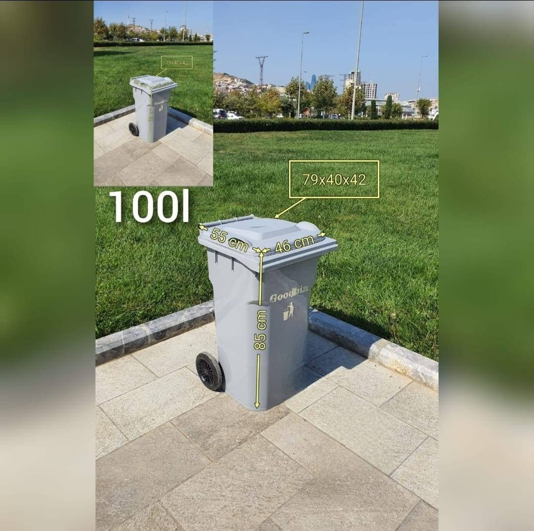 Zibil vedrəsi və çəni Tullantı Qabı 100lt Düzbucaqlı Qapaqlı Təkərli Boz - ZTW-GO110