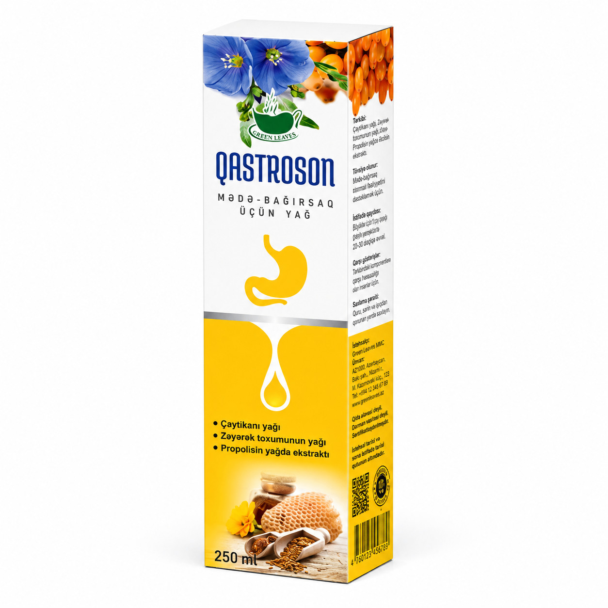Yağ Herba Flora Qastroson Mədə-Bağırsaq üçün 250 ml