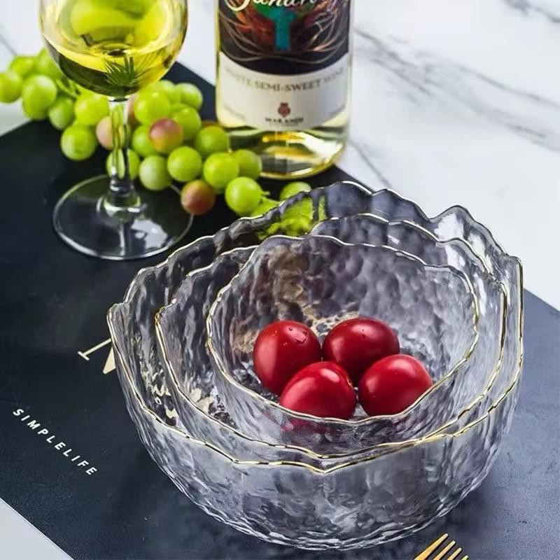 Salat qabları dəsti, şüşə, şəffaf, 3 əd, 12/15/19 sm