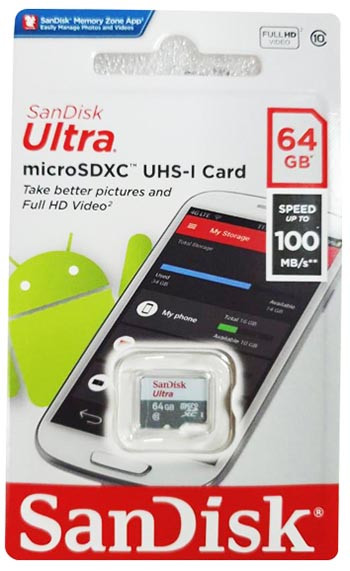 Orijinal Sandisk Class10 100 Mbps 64 GB Micro SD Yaddaş Kartı