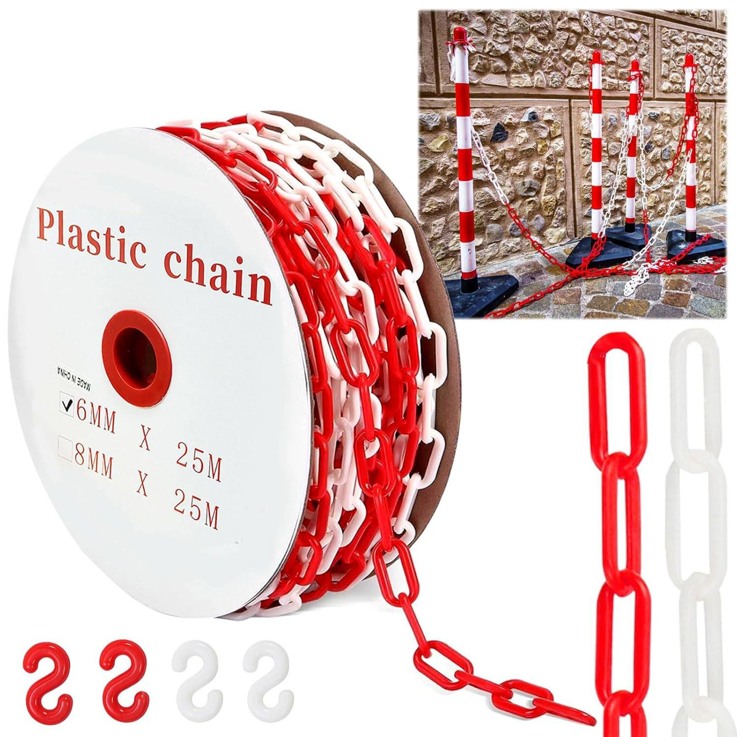 Ayirıcı zəncir VKLUXP04RW, plastik, 8 mm, 25 m