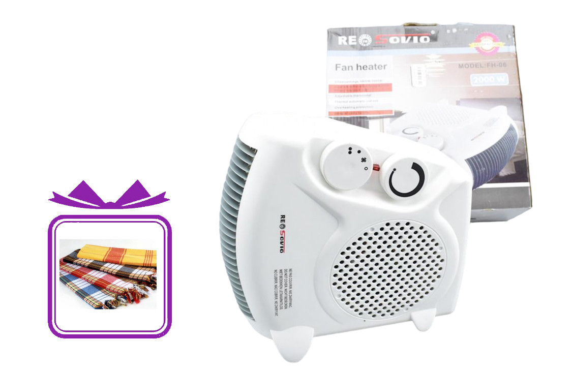 Qızdırıcı ventilyator ReSovio FH-06 ağ + pled 1 əd (müxtəlif rəngli) Hədiyyə