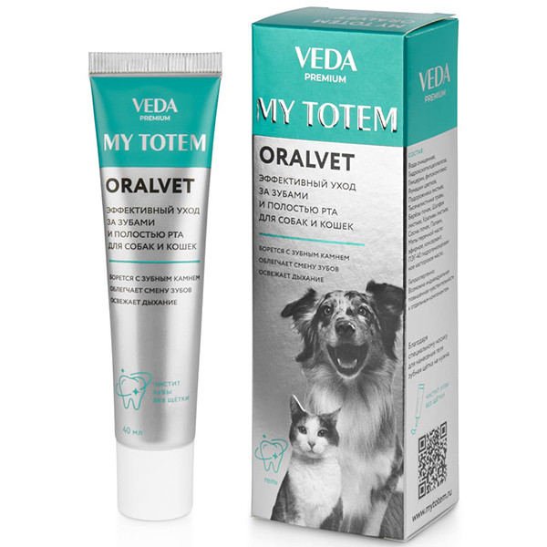 İt və pişiklər üçün diş geli Veda My Totem Oralvet, ağız boşluğun gigiyenası üçün, 15 ml