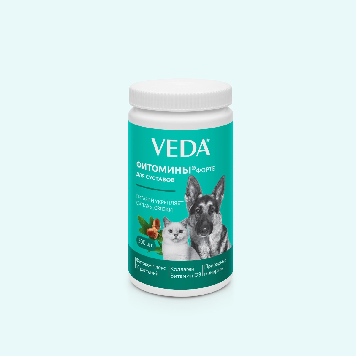 İt və pişiklər üçün vitaminlər Veda Fitomins Forte, sümüklər üçün, 200 əd