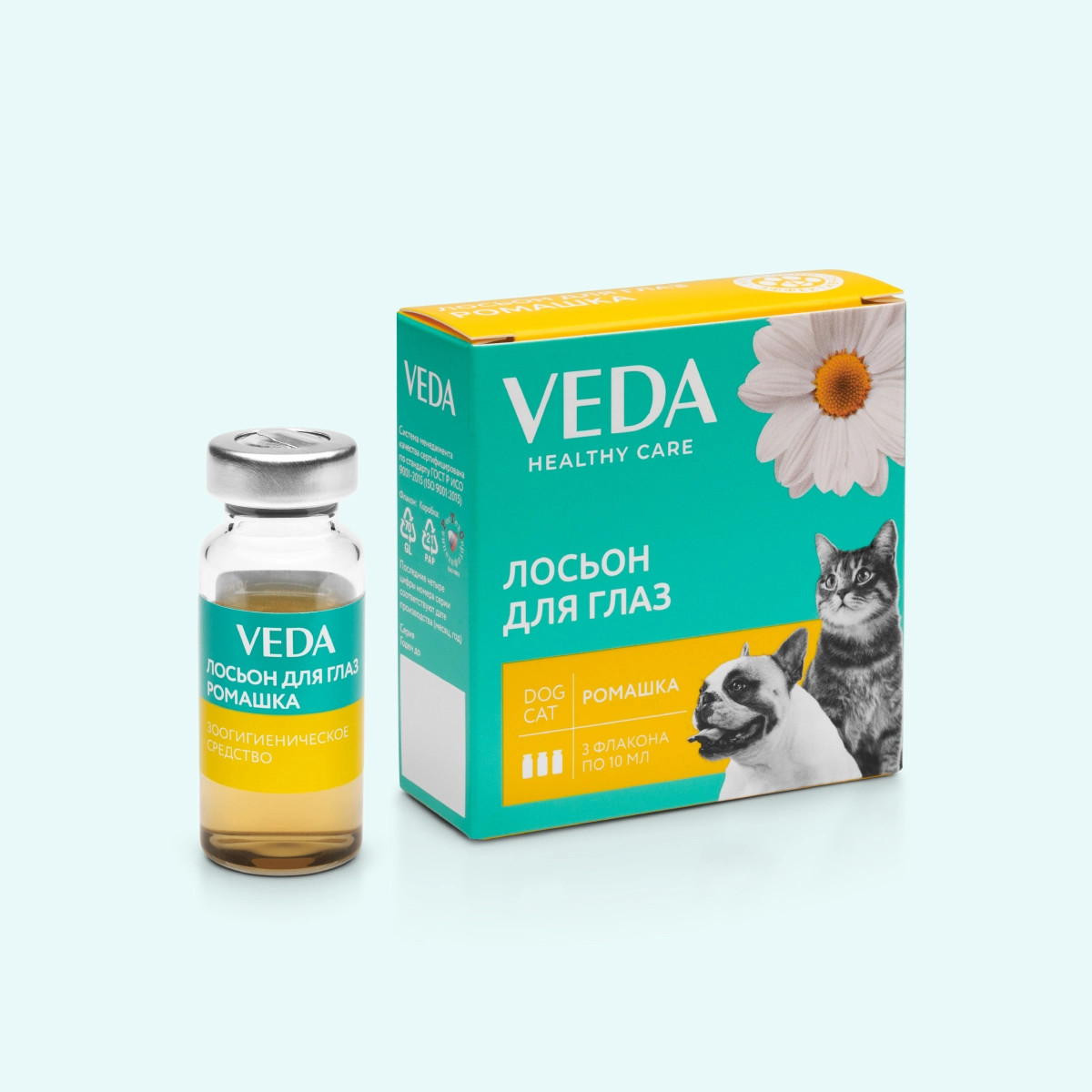 Göz losyonu Veda Healthy Care Çobanyastığı, itlər və pişiklər üçün, 3x10 ml