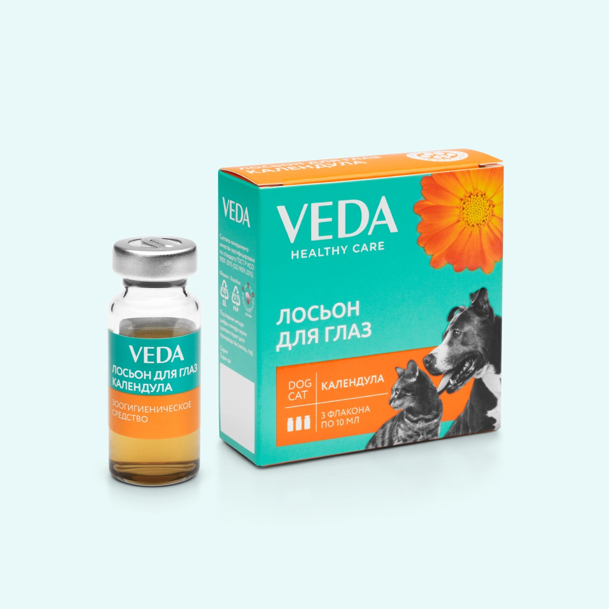 Göz losyonu Veda Healthy Care Kalendula, itlər və pişiklər üçün, 3x10 ml