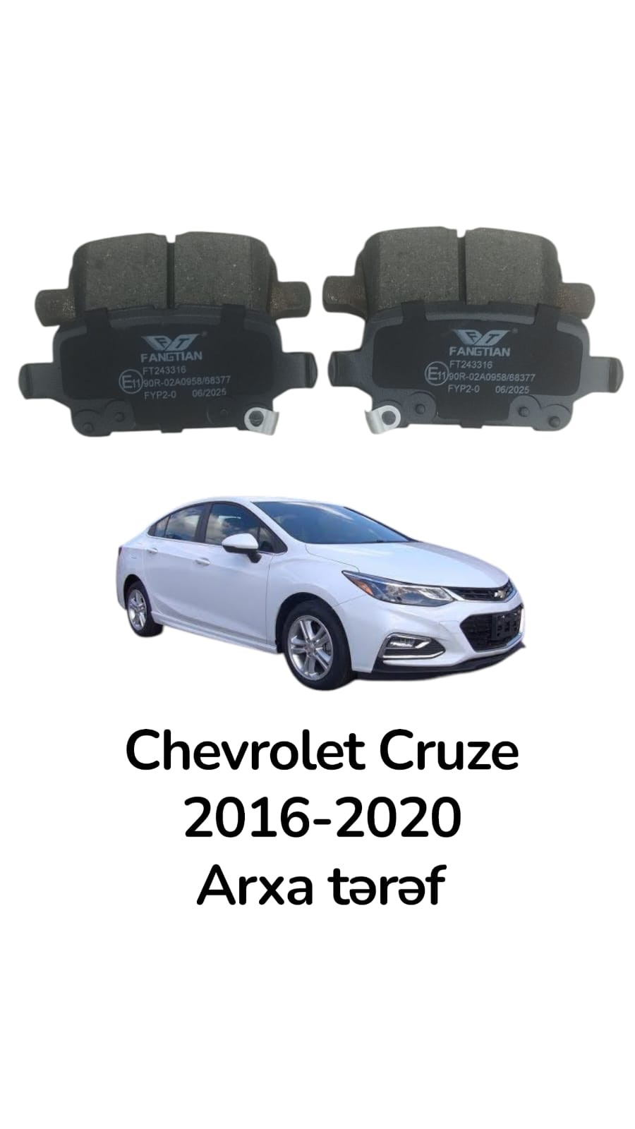 Chevrolet Cruze 2016-2020 əyləc qəlibi arxa tərəf
