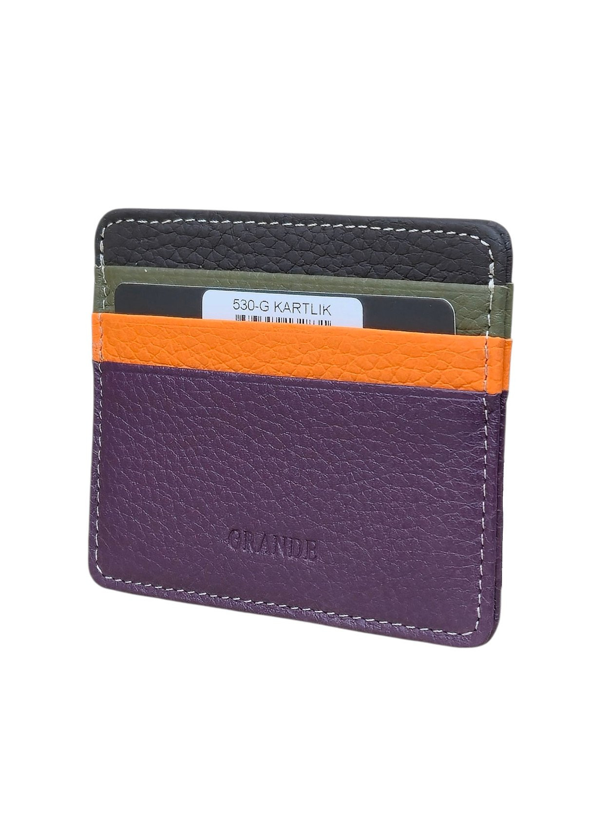 Unisex kart qabı, təbii dəri, yasəmən rəng - Grande_530_Purple