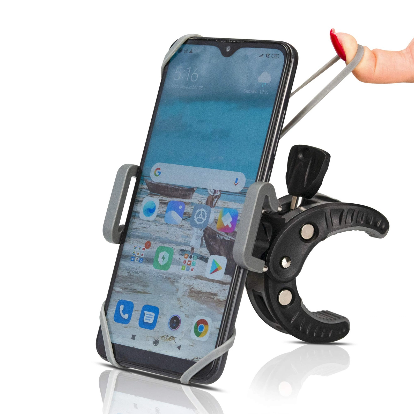 Uşaq arabası üçün telefon tutacağı Carrello qara