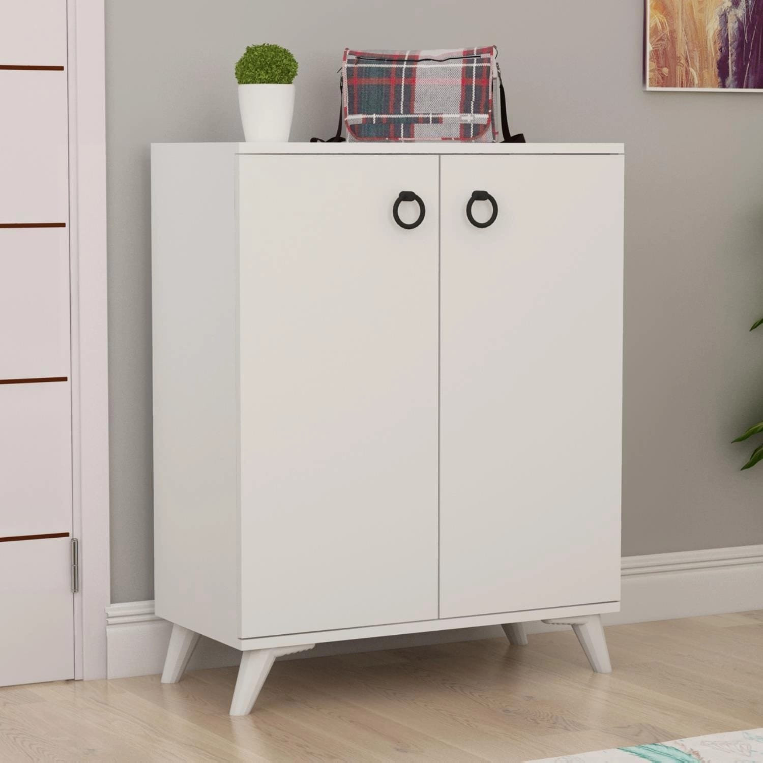 Ayaqqabı dolabı ağ, 90x35x72 sm