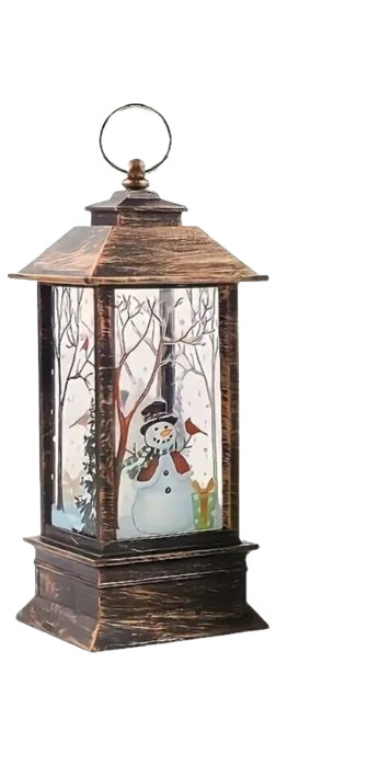 Milad fənəri Qar adamı L0295, 5x5x13 sm, qızılı