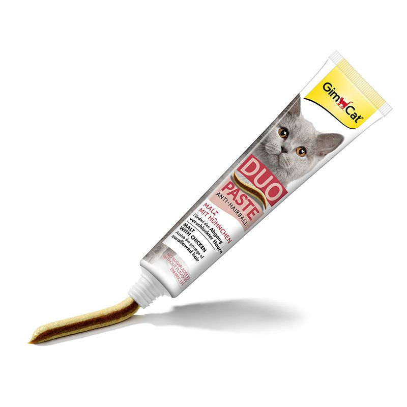 Tük çıxardılması üçün pasta GimCat Duo Paste Anti-Hairball Malt and Chicken pişiklər üçün 50 q