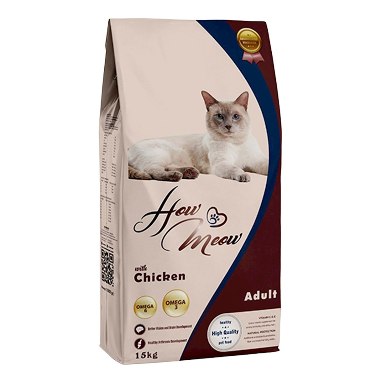 Quru yem How Meow with Chicken, yetkin pişiklər üçün, toyuq ilə, 1 kq