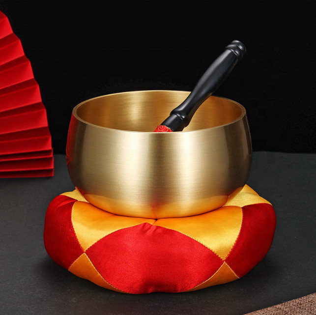 Meditasiya üçün tibet qabı, bürünc, qızılı