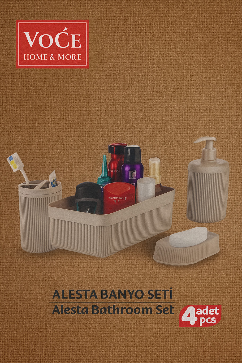 Hamam otağı dəsti Voce Alesta, keramika, ağ, 4 parça