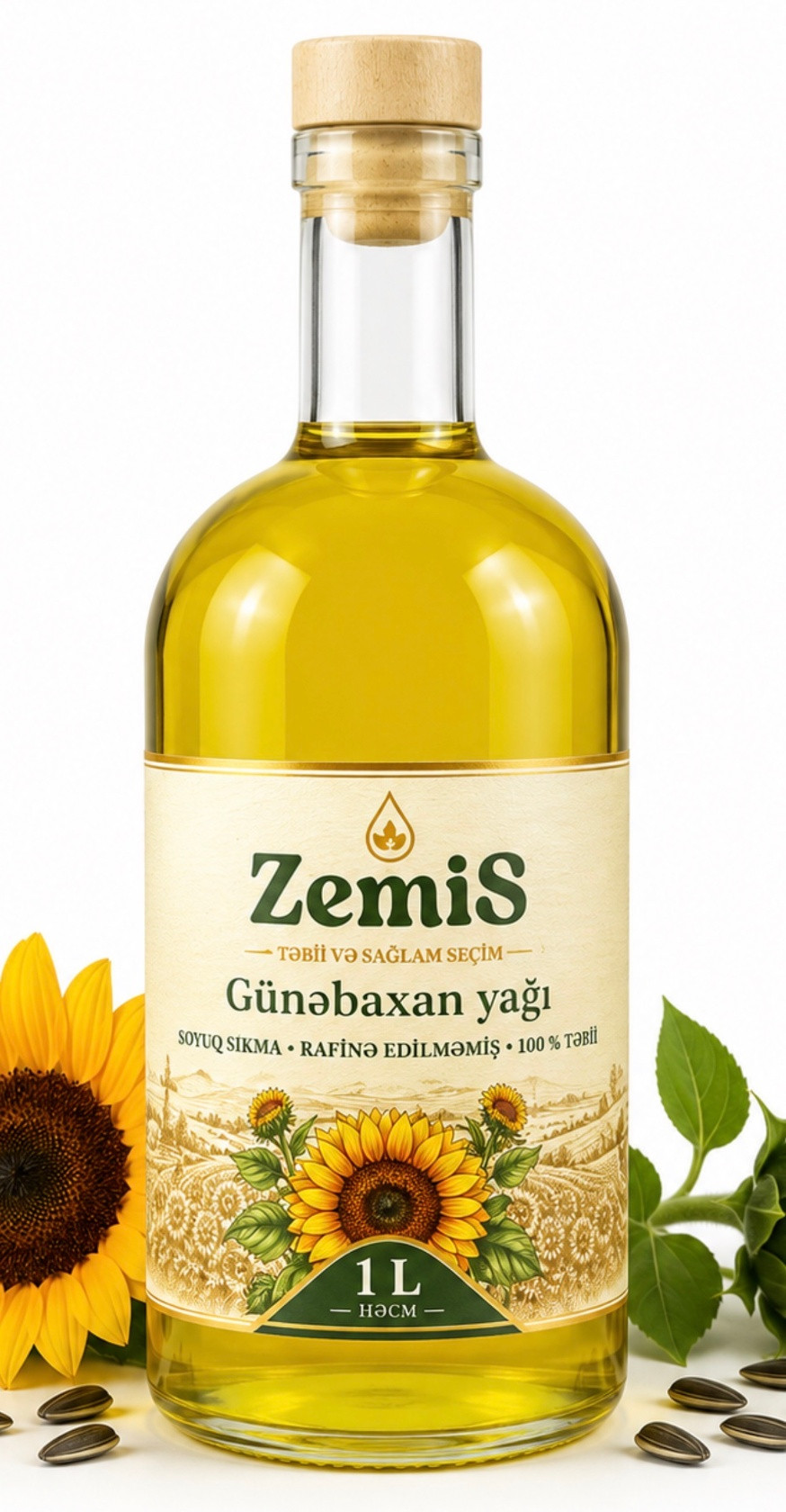 Günəbaxan yağı ZemiS soyuq sıxım 1 l