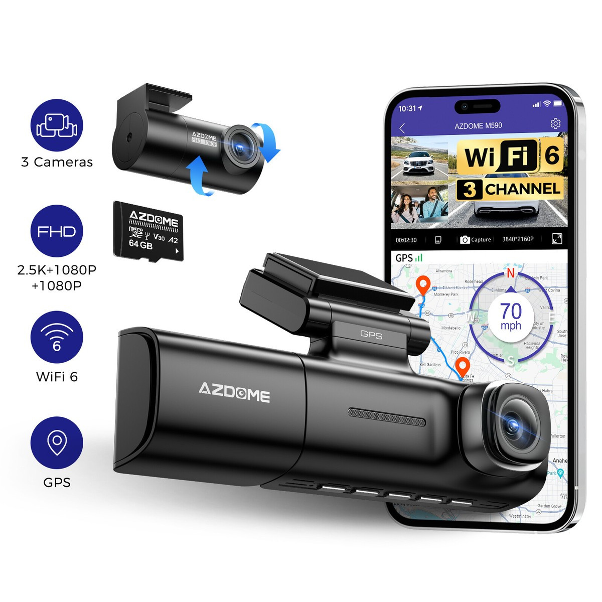 Videoqeydiyyatçı Azdome M590 64GB CH-3
