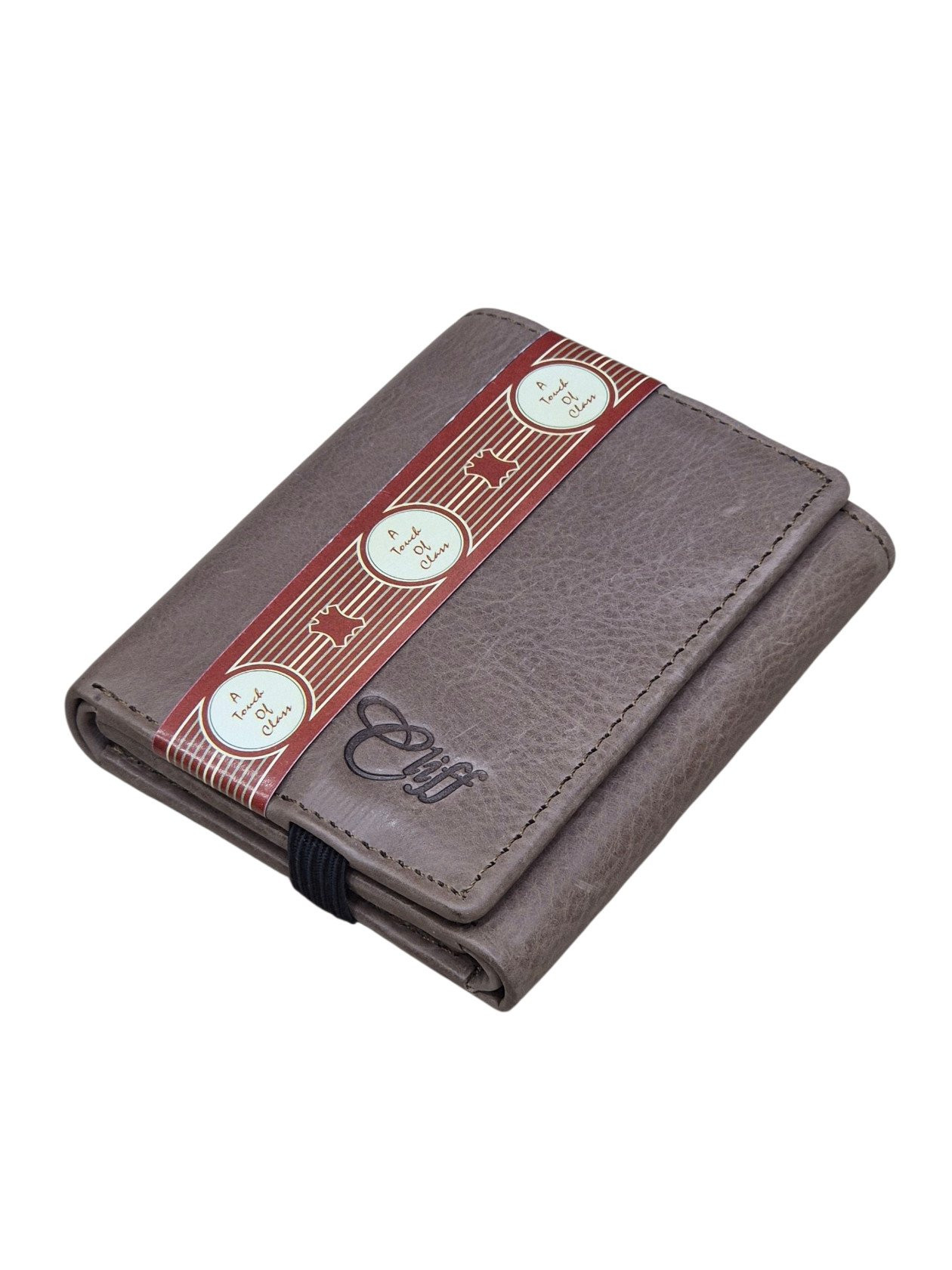 Uniseks dəri pul kisəsi, boz - Cliff_301_3Fold_Grey