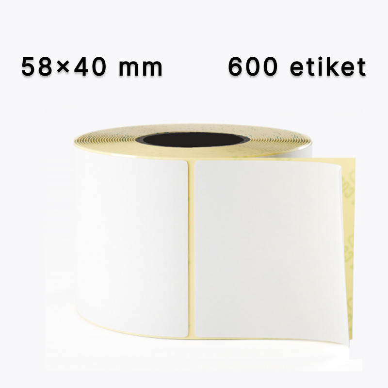 Etiket lenti 58x40 mm, 600 etiket, düzbucaq, ağ