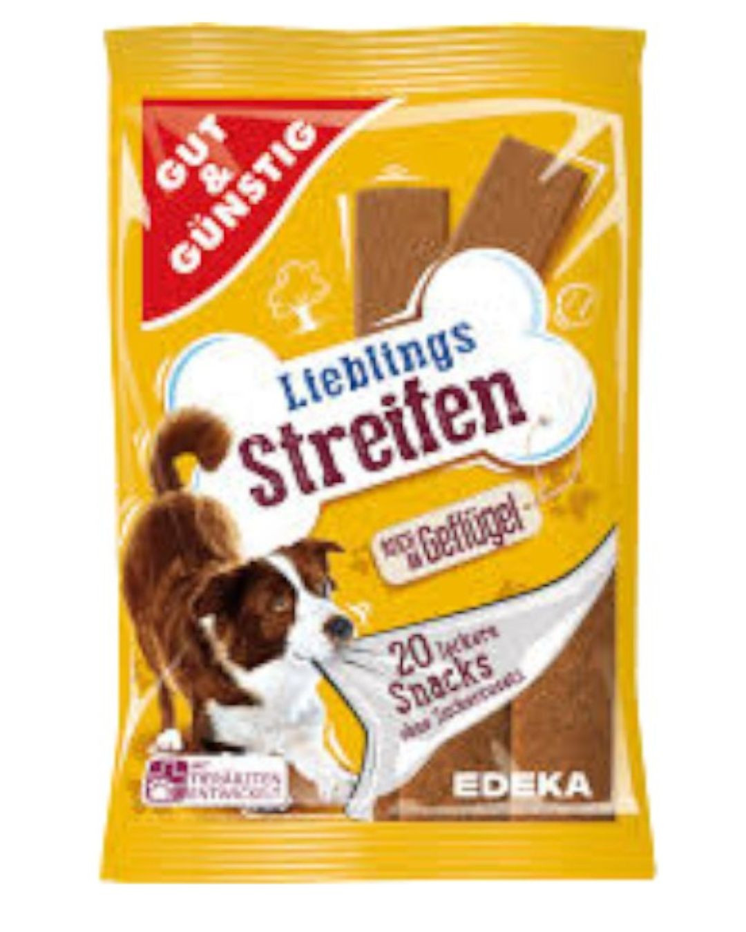 Məzə itlər üçün Edeka Gut & Günstig Lieblings Streifen quş əti ilə 200 q