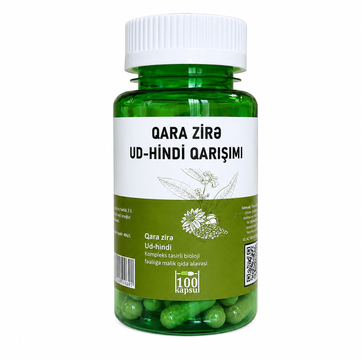 Bioloji aktiv əlavə Herba Flora Qarazirə Ud-Hindi Qarışımı, 100 kapsul