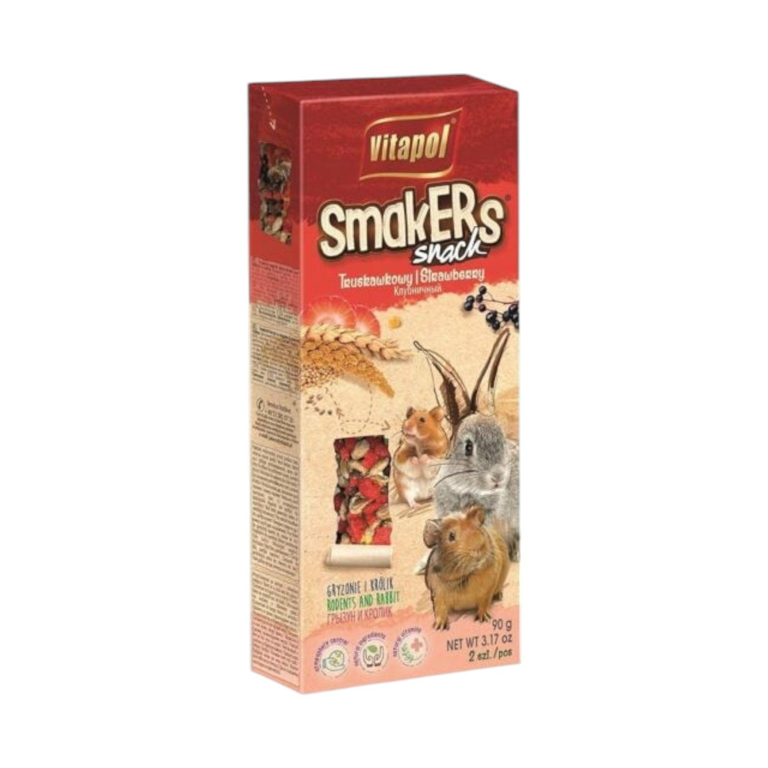 Gəmirici üçün sneklər Vitapol Smakers Strawberry, 2x90 q