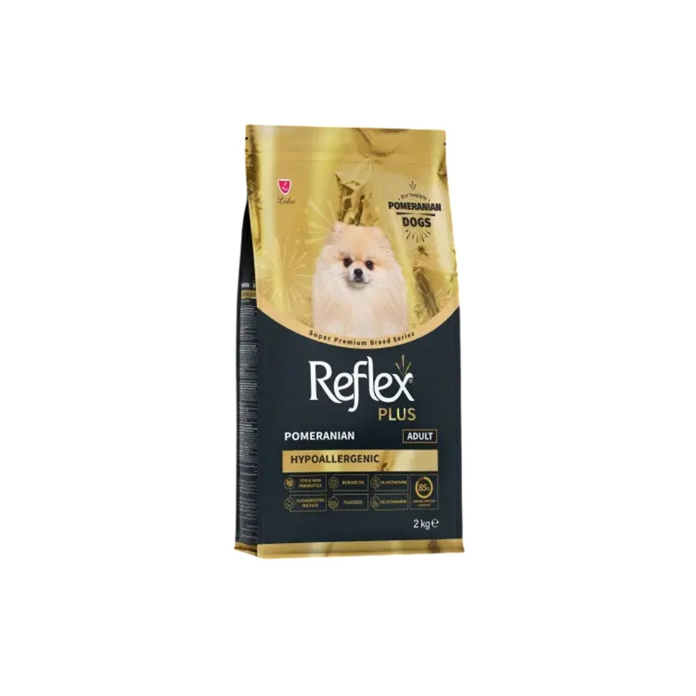 Quru yem Reflex Plus Pomeranian Hypoallergenic Adult yetkin pomeran şpits cinsli itlər üçün 2 kq