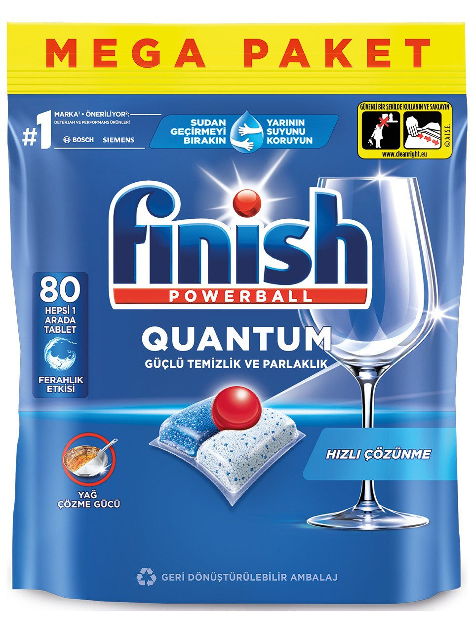 Qabyuyan maşın üçün həblər Finish Quantum, 80 əd