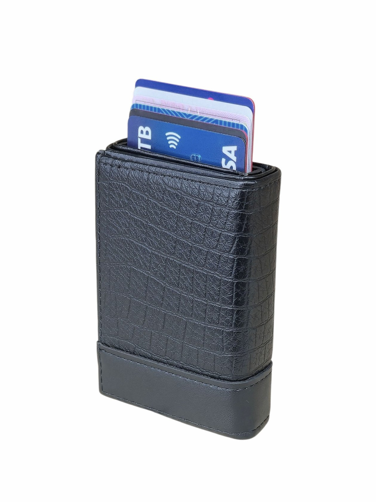 Kart qabı unisex, poliuretan, qara, 9 kart bölməsi, 7x9.5 sm, Çin istehsalı - TheBest_F1_Cardholder
