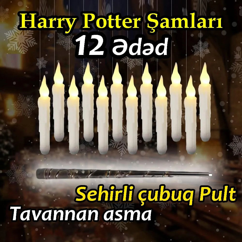 Ev üçün Yeni il bəzəkləri Harry Potter sehrli uçan şamlar, 12 əd, pult ilə