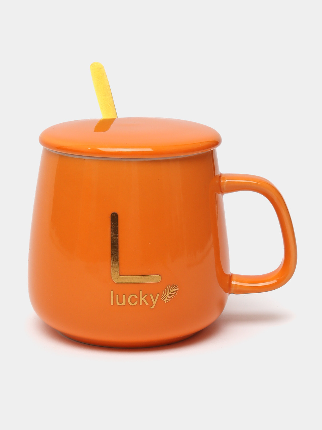 Fincan dəsti qapaq və qaşıq ilə L-Lucky, keramika, 380 ml, narıncı