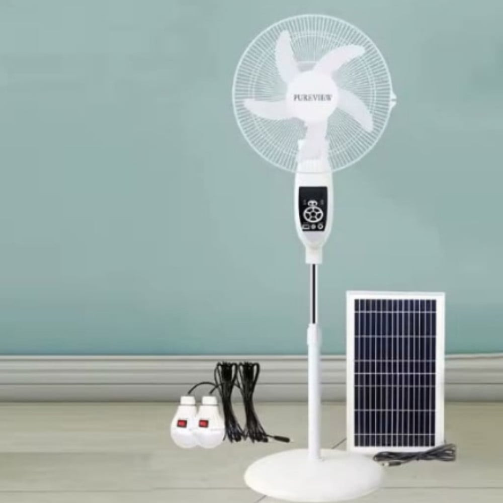Ventilyator 16, Metal, 16 düym, 3 bıçaqlı, yenidən doldurulan, ev üçün, günəş enerjili, USB portu ilə doldurulan, elektrik, LED işıq lampalı - prm_43