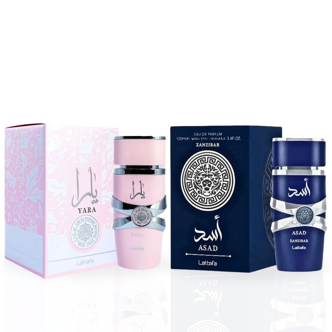 Ətir dəsti (Kişilər üçün Asad Zanzibar ətri + Qadınlar üçün Yara ətri 50 ml)