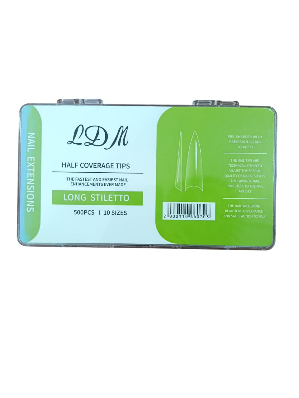 Dırnaqlar üçün tips LDM Half coverage Long stiletto, 500 əd