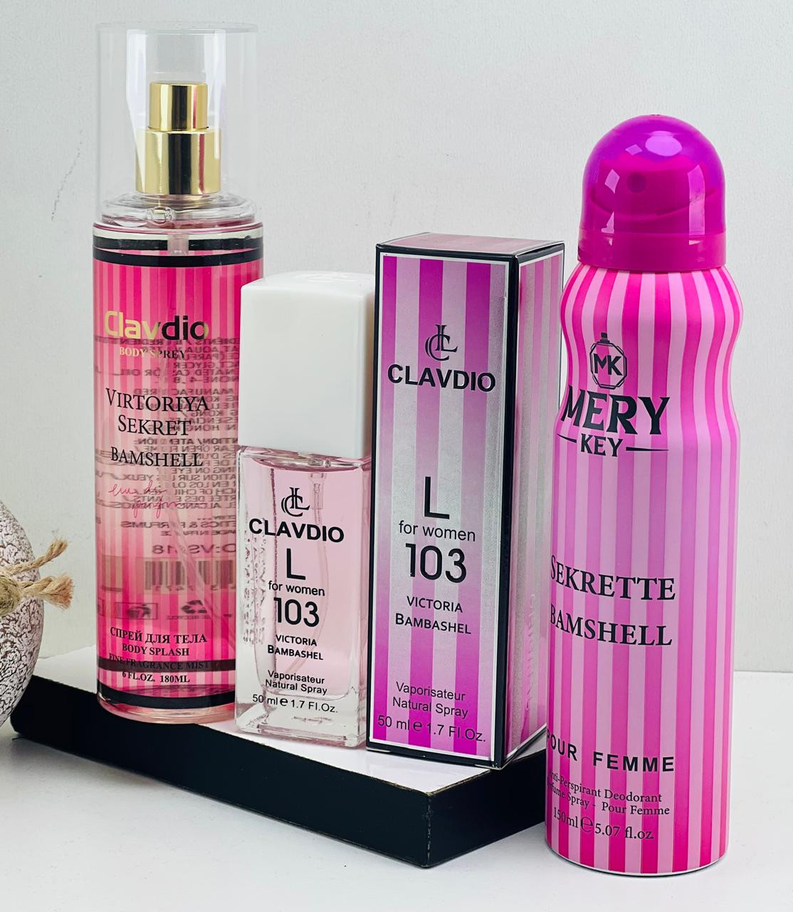 No Brand VSBL-103 ətir dəsti qadınlar üçün (ətir suyu 50 ml + bədən üçün sprey 180 ml + dezodorant 150 ml)