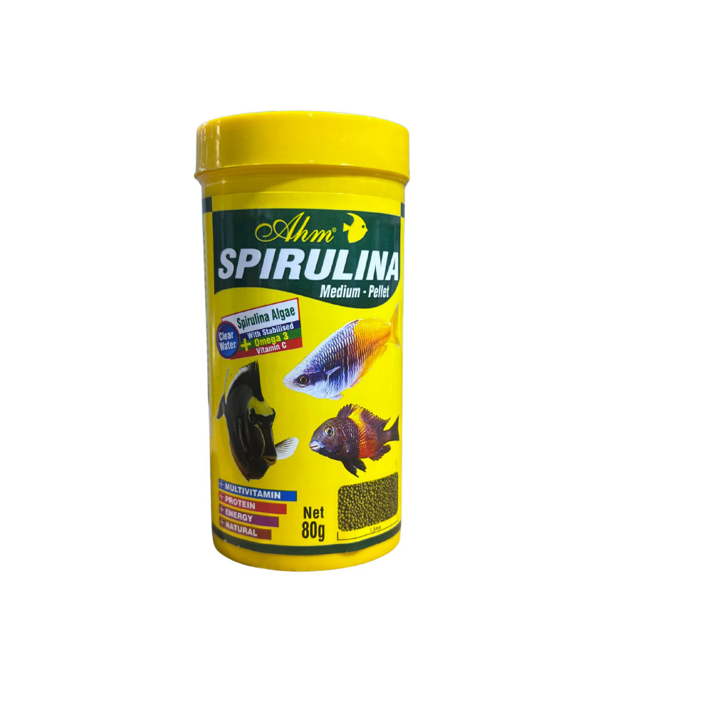 Balıqlar üçün quru yem Ahm Sprirulina Medium-pellet 80 q