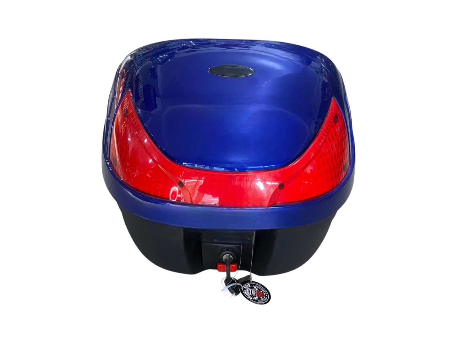 Motosikl üçün arxa baqaj MTR_00051, plastik, qıfıllı, göy/qırmızı