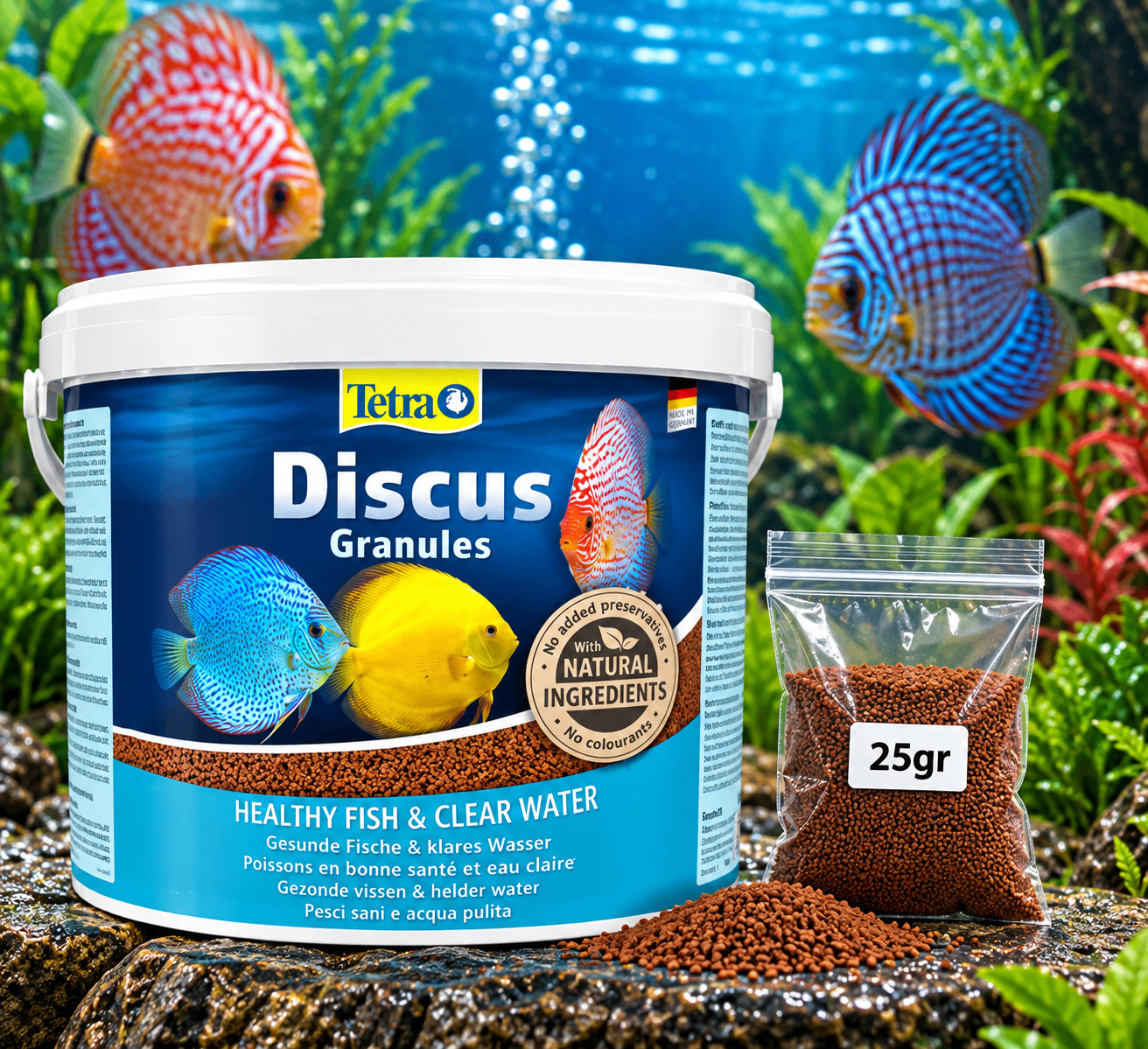 Balıqlar üçün proteinli yem Discus granules 25 q