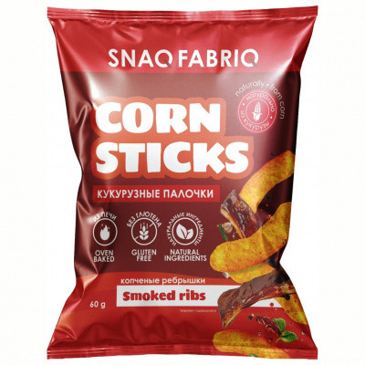 Qarğıdalı çubuqları Snaq Fabriq Smoked Ribs Gluten Free, 60 q