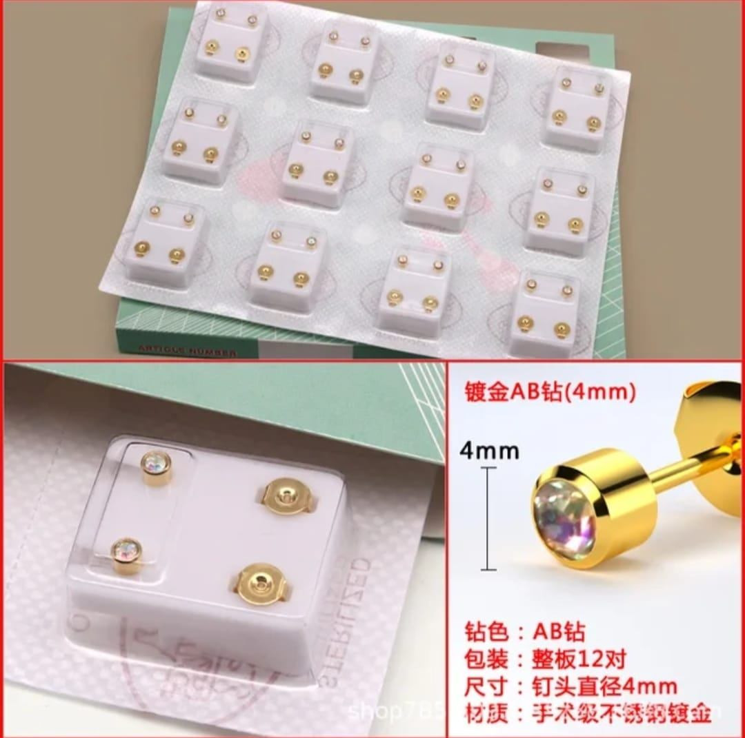 Qulaq deşilməsi üçün sırğalar Starex, 4mm, 12 cüt