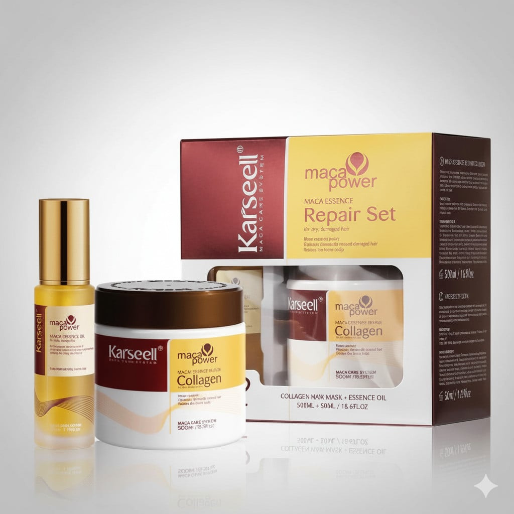 Saçlara qulluq üçün kosmetika dəsti Karsell (saç maskası 200 ml + saç üçün yağ 50 ml)