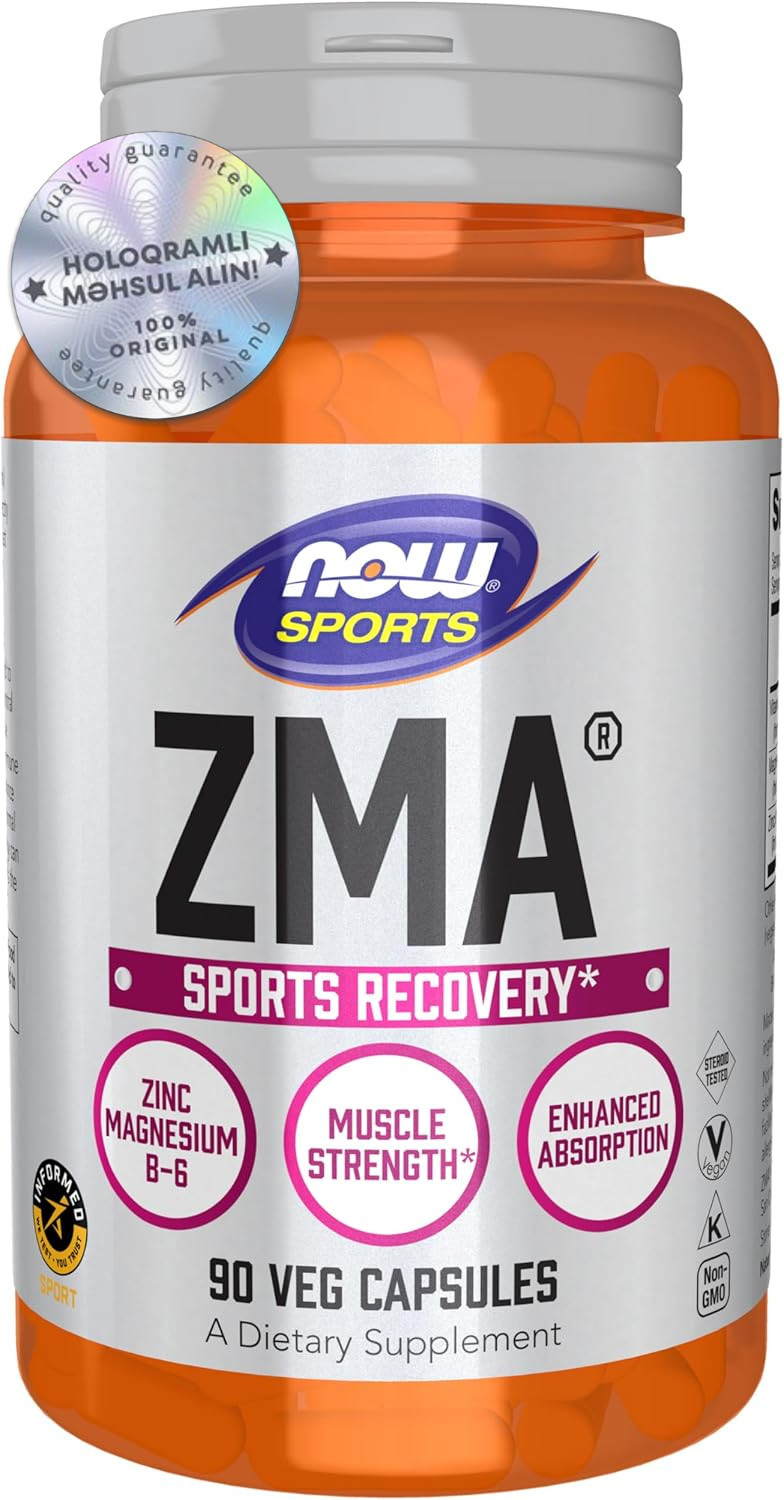 Qida əlavəsi NOW Sports ZMA Zinc, Magnesium & Vitamin B-6, 90 kapsul